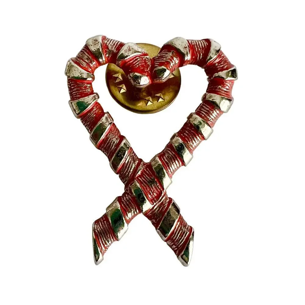 🍭6/$30 Vintage Candy Cane Heart Pin